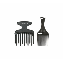 L3vel3 Set aus 2 schwarzen Afro-Kämmen