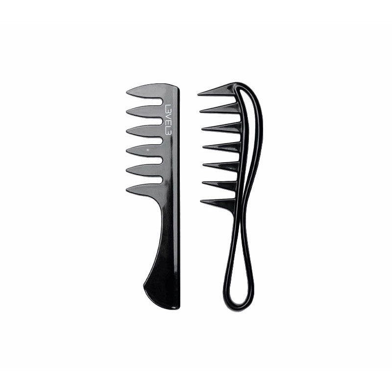 L3vel3 Set aus 2 schwarzen professionellen Kämmen L3vel3 Set aus 2 schwarzen professionellen Kämmen