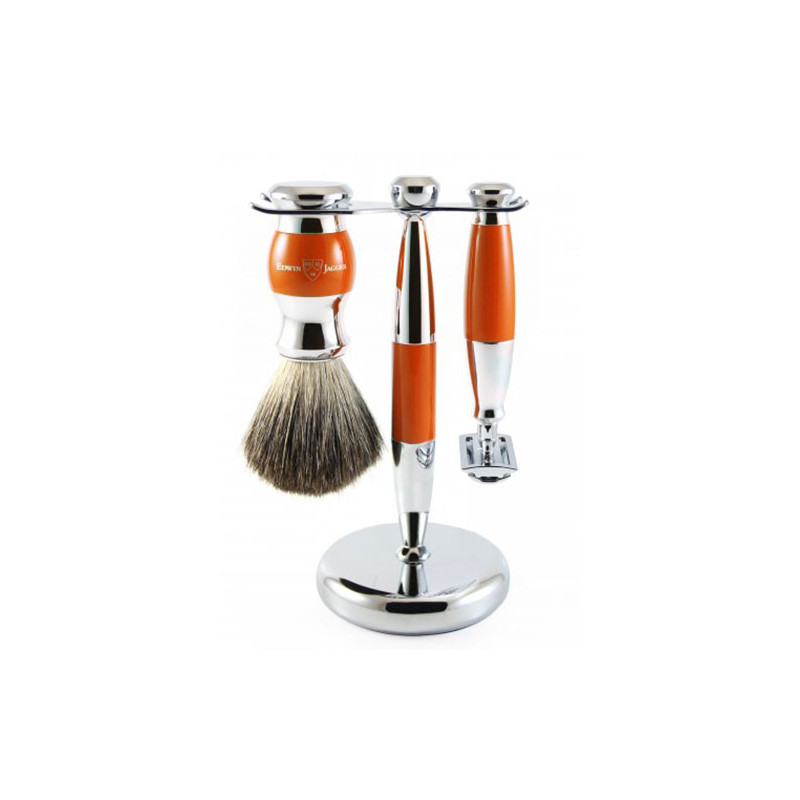 Edwin Jagger 3-teiliges Set Mach 3 Rasierer &amp; Horn Rasierpinsel und Halter