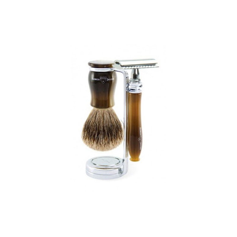 Edwin Jagger Rasierset Classic Rasierer, Pinsel &amp; Hornhalter