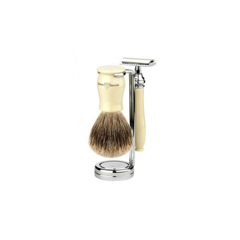 Edwin Jagger Rasierset Classic Rasierer, Pinsel &amp; Halter Elfenbein