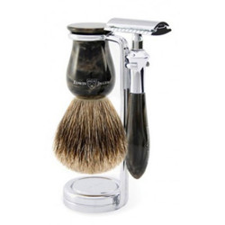 Edwin Jagger Rasierset Classic Rasierer, Pinsel &amp; Ständer Marmor
