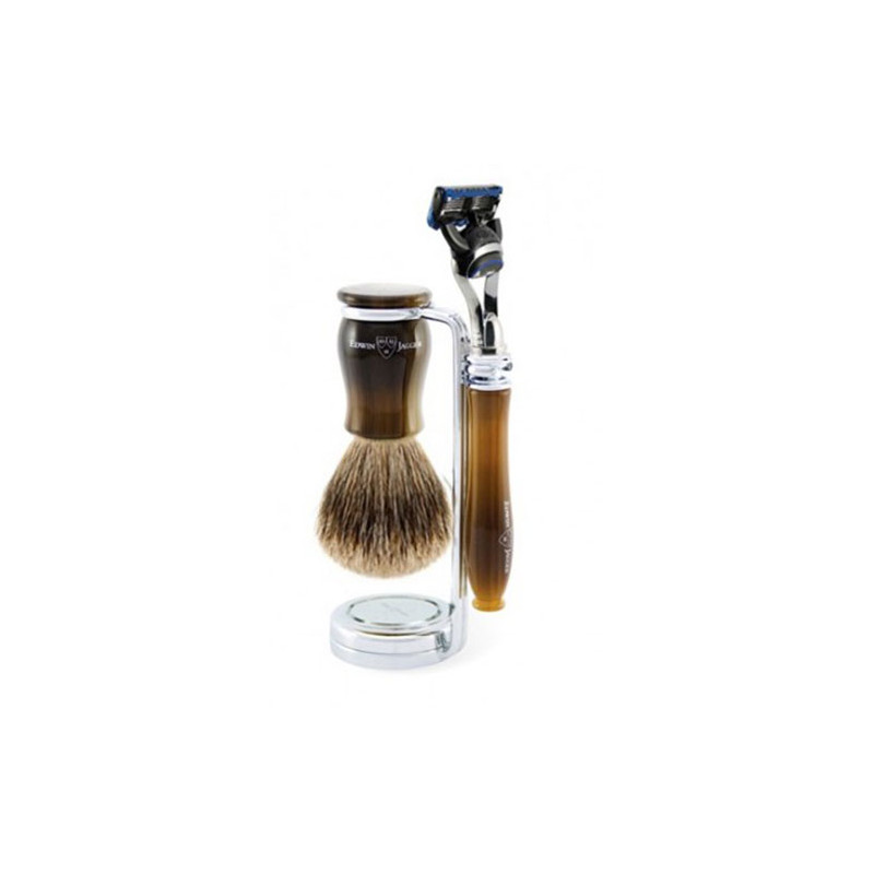 Edwin Jagger Rasierset Fusion® Rasierer, Pinsel &amp; Hornhalter