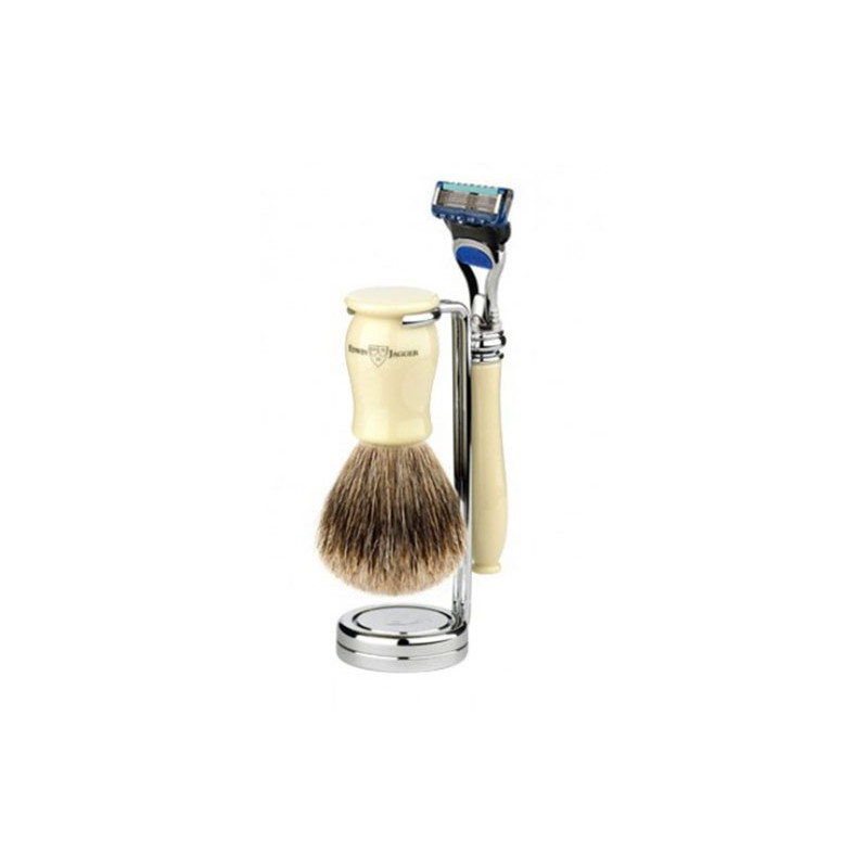 Edwin Jagger Rasierset Fusion® Rasierer, Pinsel &amp; Halter Elfenbein