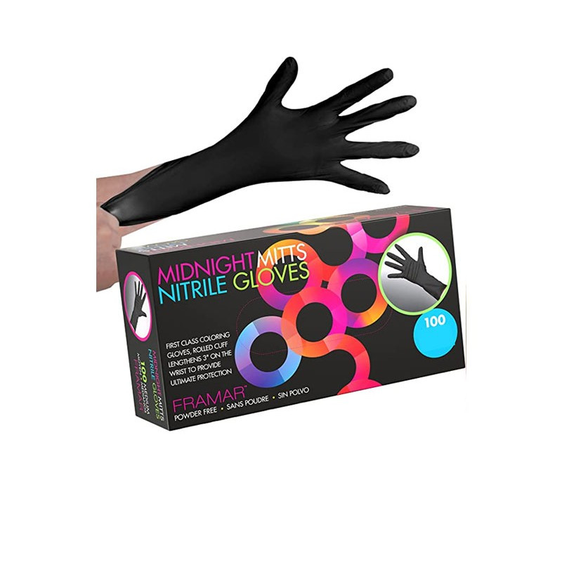 Framar Midnight Mitts Nitrile Gloves Black (100unds) Framar Midnight Mitts Nitrile Gloves Black (100unds)