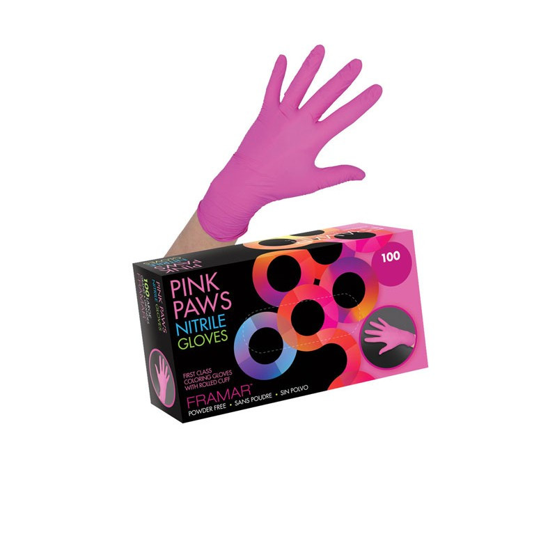 Framar Pink Paws Nitrile Gloves (100unds)